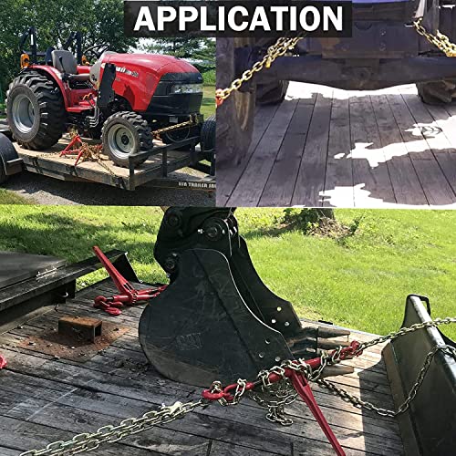 4 Pack 3/8" X 20' G70 Welded Steel Tow Chain Binder Tie Down Binder Chain Flatbed Truck Trailer Chain 6600 Lbs Working Load Limit #TOP3