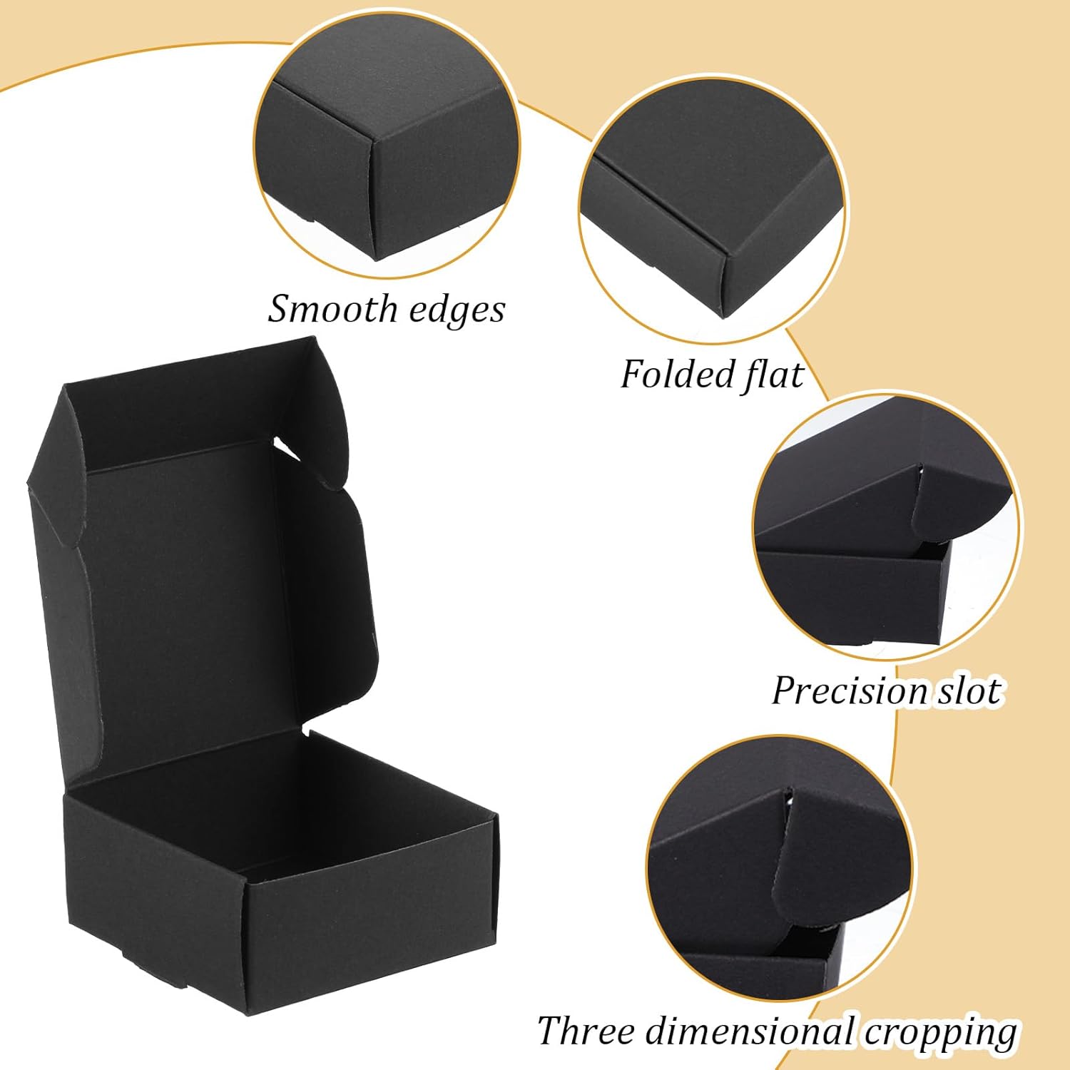 HOFURME 200 Pcs Mini Cardboard Boxes with Lid, Small Cardboard Boxes for Crafts, 2.16''x2.16''x1'' Tiny Box Bulk for Jewelry Earrings Ring Party Favors (Black & Brown)