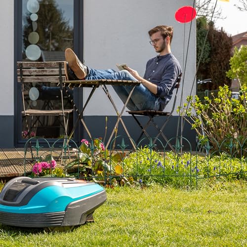 Relaxdays Beeteinfassung, 4er Set, Metall, HxB: je 28 x 38,5 cm, Beetumrandung für Garten, Zierzaun zum Stecken, grün
