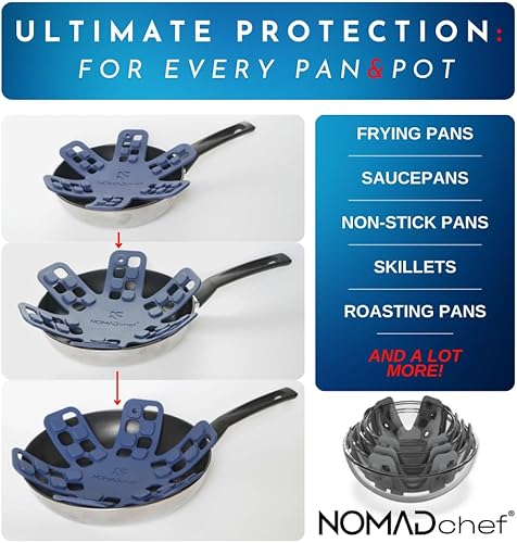 Miniatura 5 de NOMADCHEF Salvamanteles de doble uso para platos calientes y protectores de silicona para apilar  Alfombrilla de salvamanteles de silicona  Perfecto