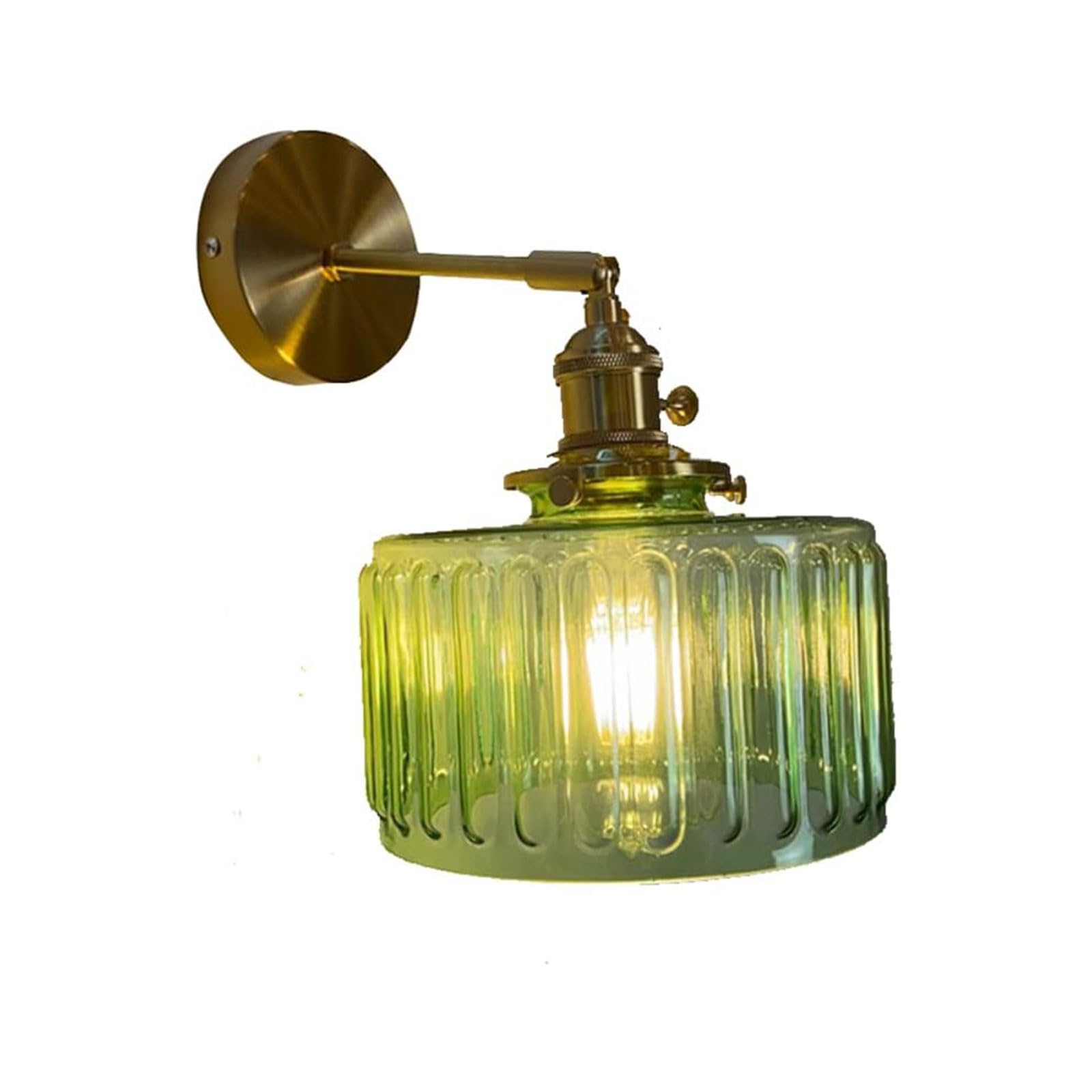 HPTHLY Wall Sconce Vintage Wall Lamp With Switch Glass Shade Brass Wall Light Fixtures E27 Base Bedside Wall Mounted Lamp For Living Room Bedroom 1 Pack / 2(1 Pack)