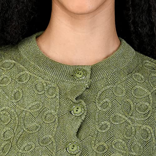 Image of LADYWILLINGTON Women Woollen Round Neck Sweater Heavy Front Long Kadai Cardigan Winter Wear Pure Wool Cardigan for Women Free Size Cotty Warm Cardigans with Side Pockets