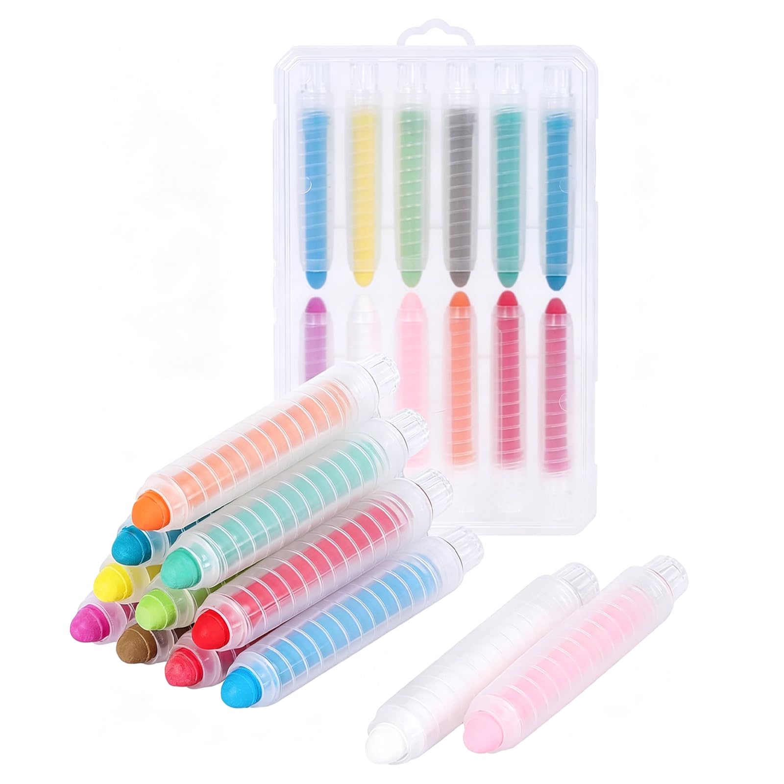 Tarqite 12Pack Dustless Chalk for Kids, Washable Chalkboard Chalk with Holder, Colorful Anti-Dust Healthy Chalk Smooth Writing on Blackboard, Chalkboard & Sidewalks