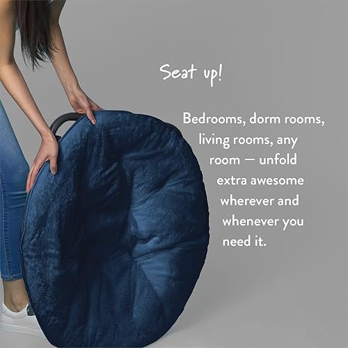 Miniatura 4 de Urban Shop Silla platillo de piel sintética, azul marino