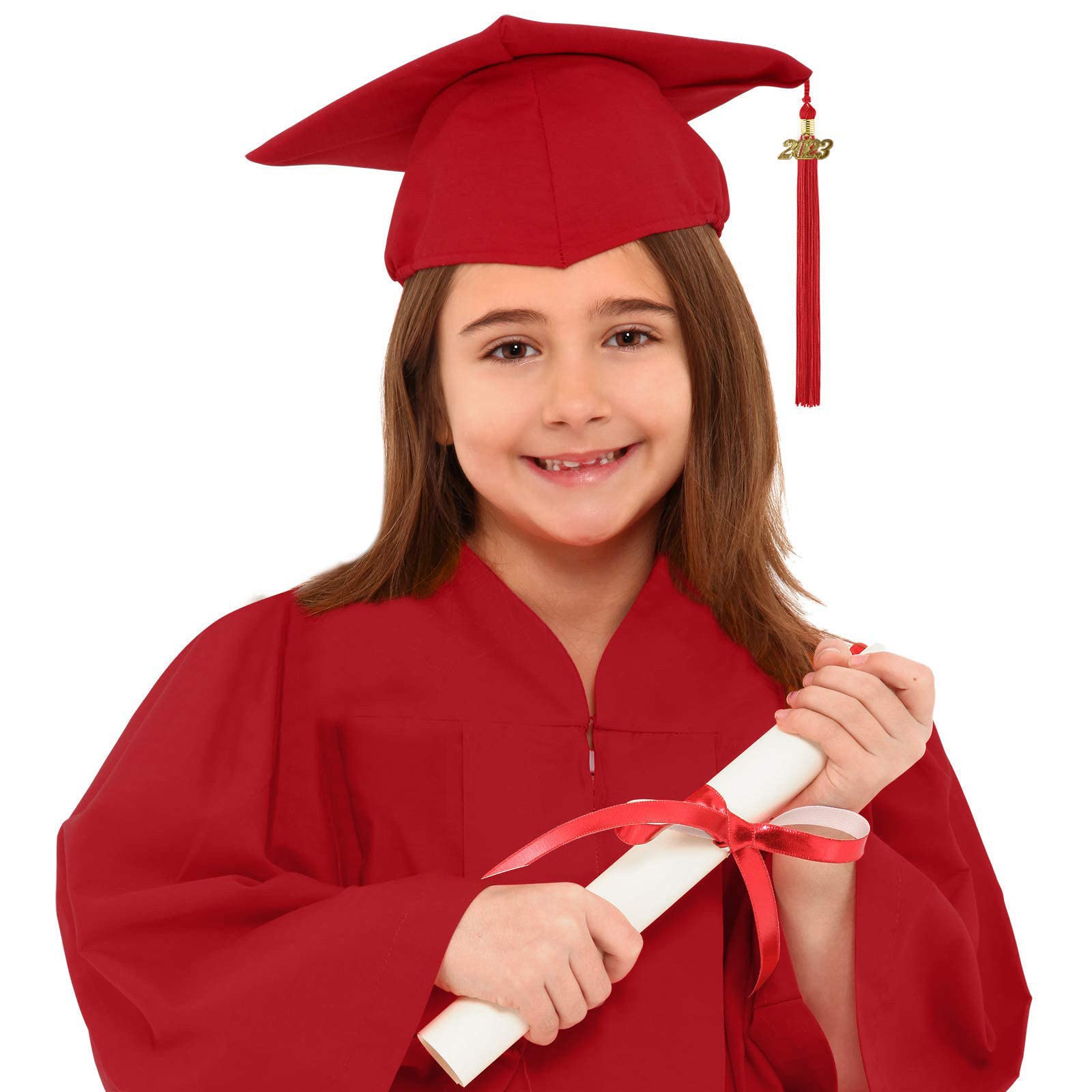 Baby Toddler Kids Girls Boys Preschool and Kindergarten Graduation Gown Cap Set with 2023 Tassel 2023 Charm Sets Clothes Red
