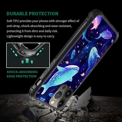 Miniatura 6 de CARLOCA Funda compatible con iPhone 13 Mini, diseño de patrón de tiburón morado Corlorful para niñas y niños, a prueba de golpes, antiarañazos, para