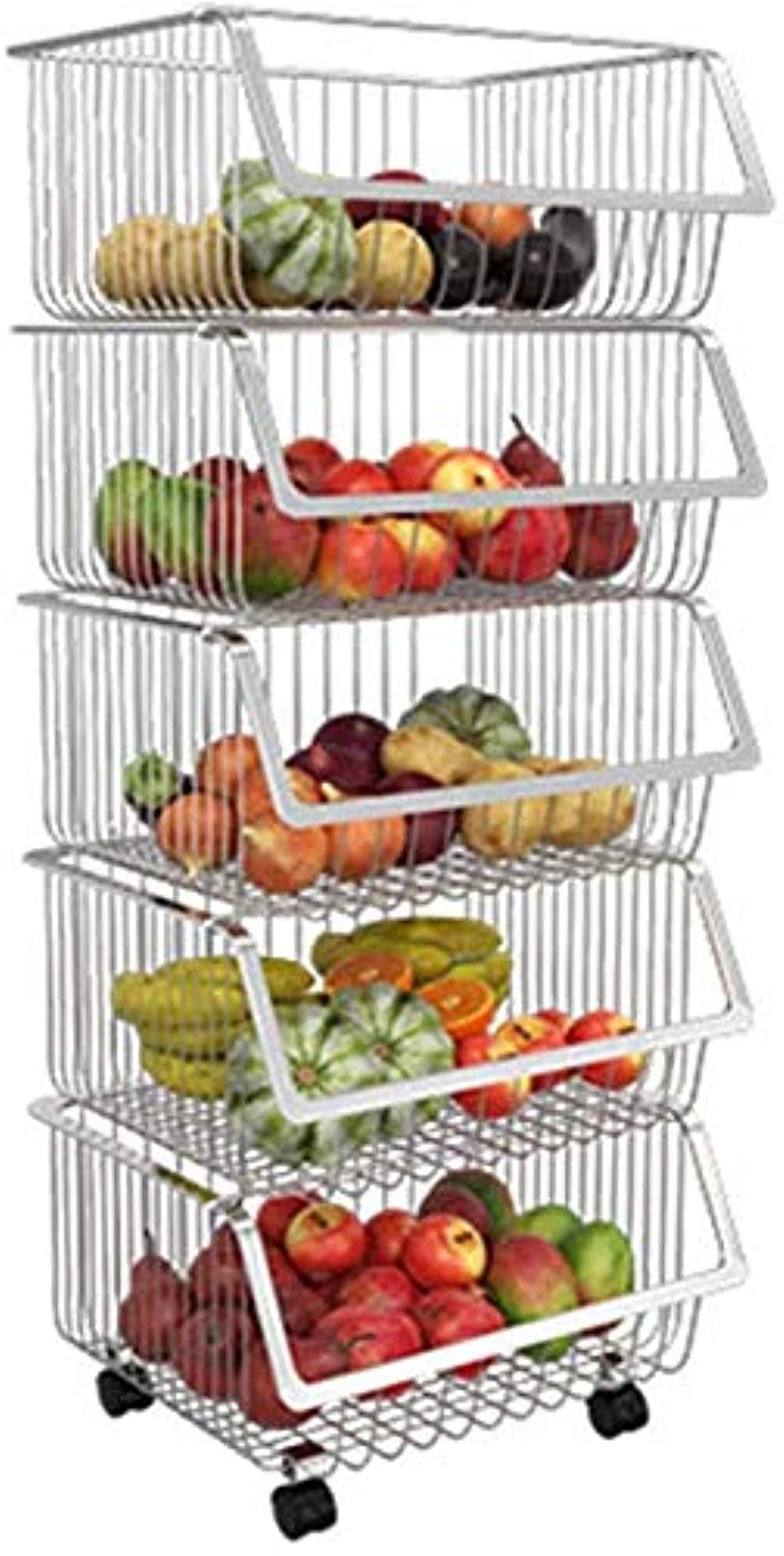 PysonStainless Steel Iron 5-tier Kitchen Shelf Storage Rack (White)