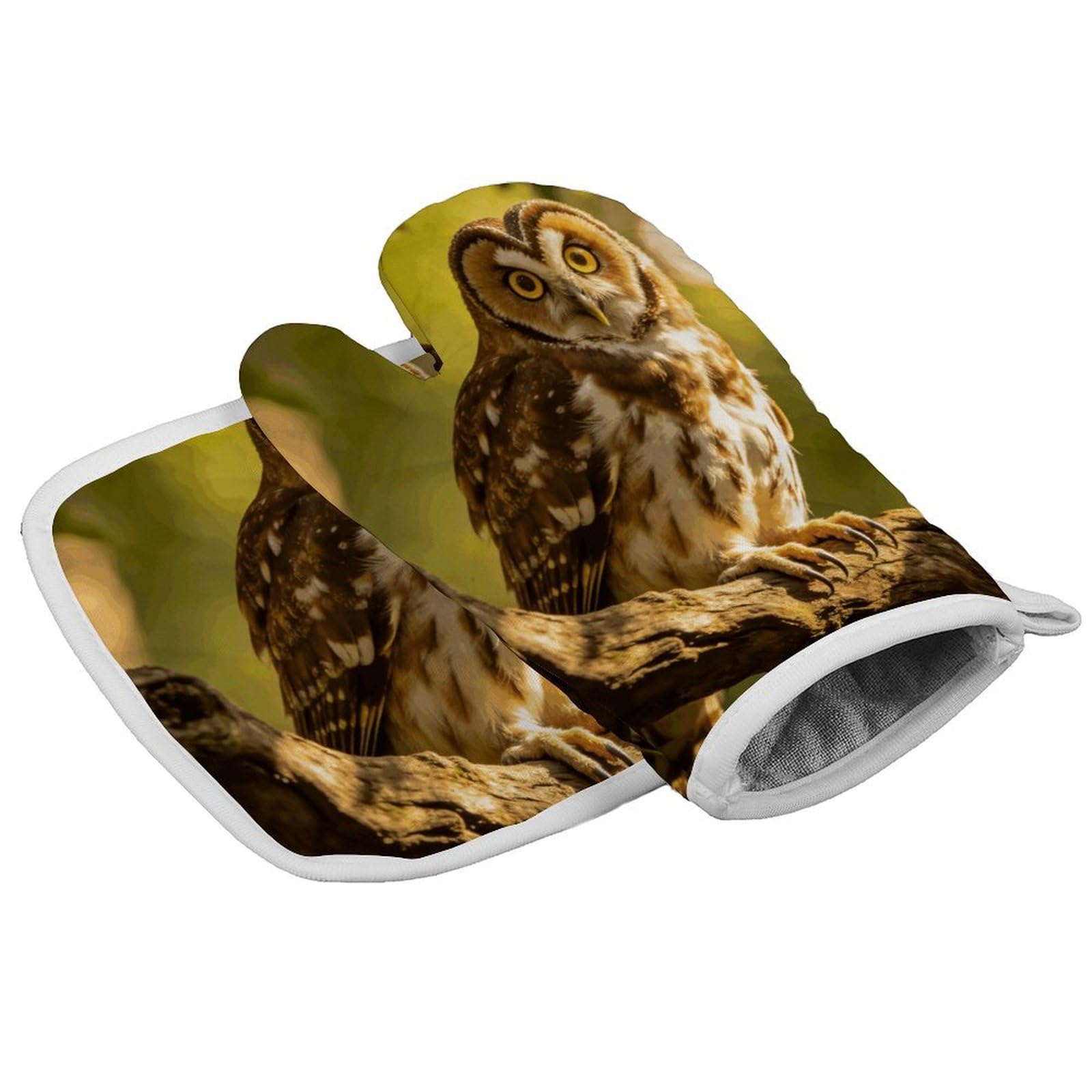 Fodpand Style Owl Oven Mitt Set With Lanyard, Cooking Mitt, Protective Thermal Insulation,Kitchen Mitt For Baking, Cooking, Grilling, Microwave