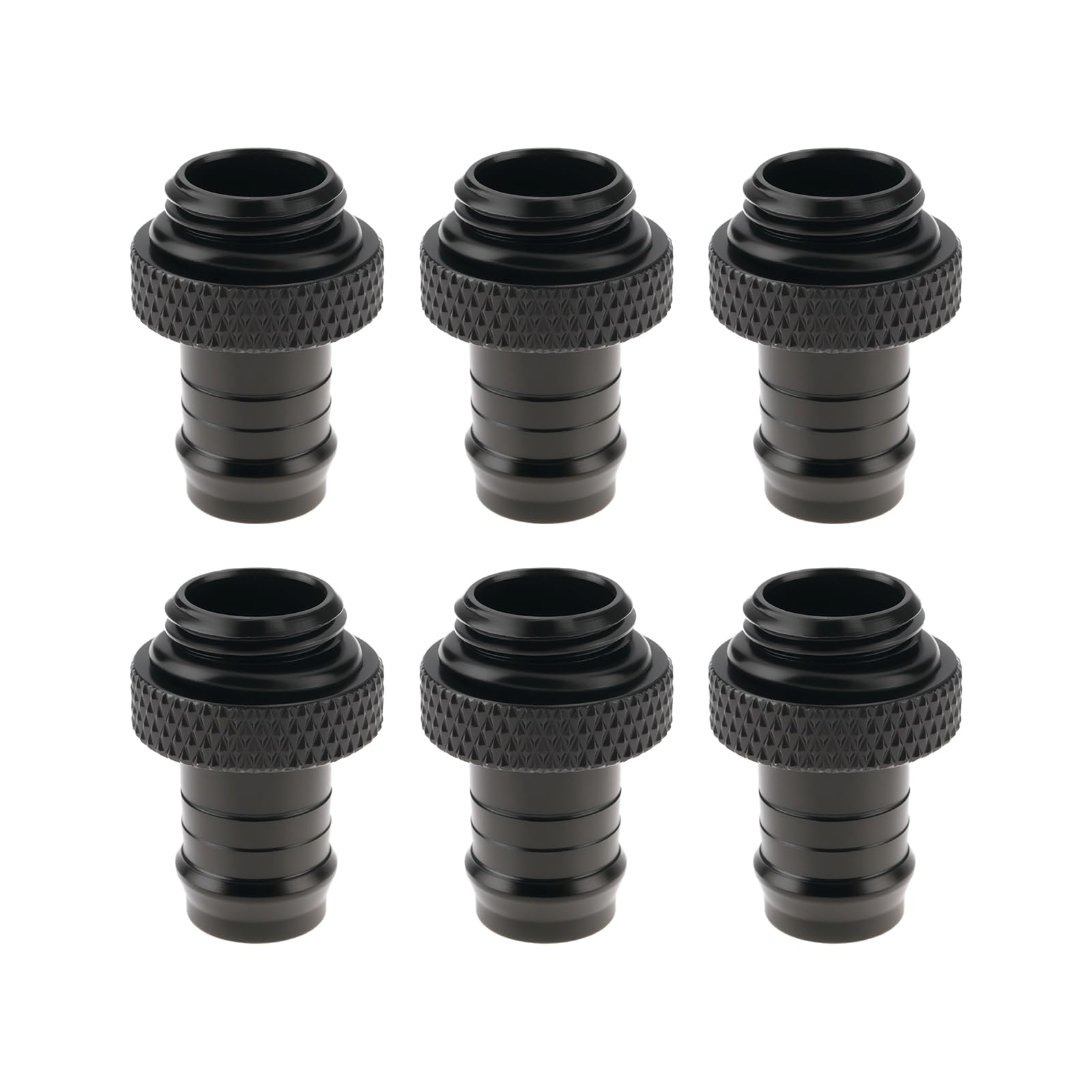 Briny River 6Pcs G1/4" Thread to 3/8" Barb Fitting Hose Connector for 9-10mm Inner Diameter Hose 25x9.8x9.2mm (Black)