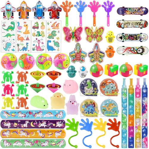 Relleno Piñata Cumpleaños Infantil, 62 Piezas Juguetes de Fiesta a Granel,Regalitos Cumpleaños Invitados Niños,Premios escolares，Halloween, Navidad, Carnaval para Niñas Niños