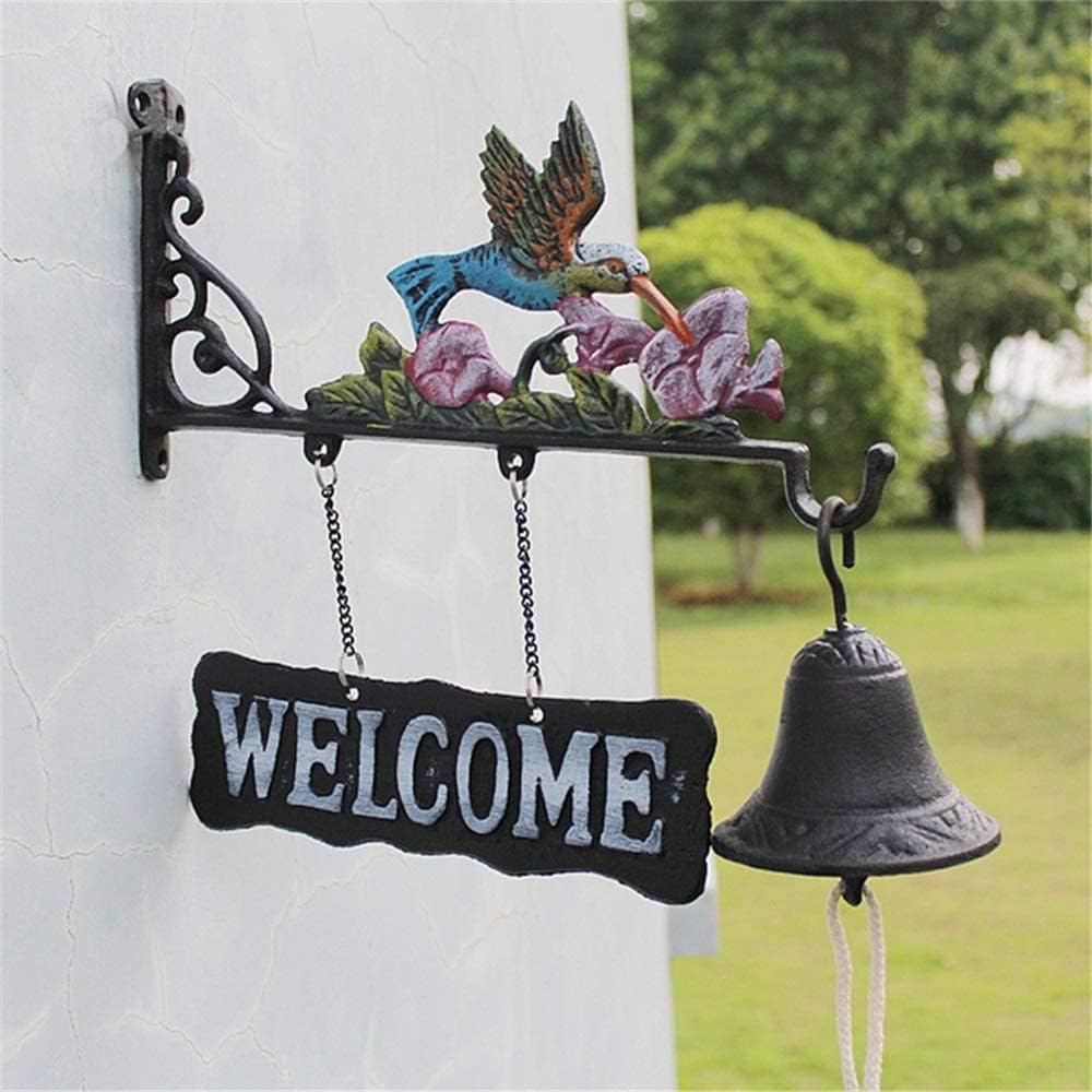 Home Retro Doorbell Retro Wall-Mounted Rural Idyllic Old-Fashioned Cast Iron Welcome Doorbell Hand Bell Doorbell Garden Bell Outdoor Decoration
