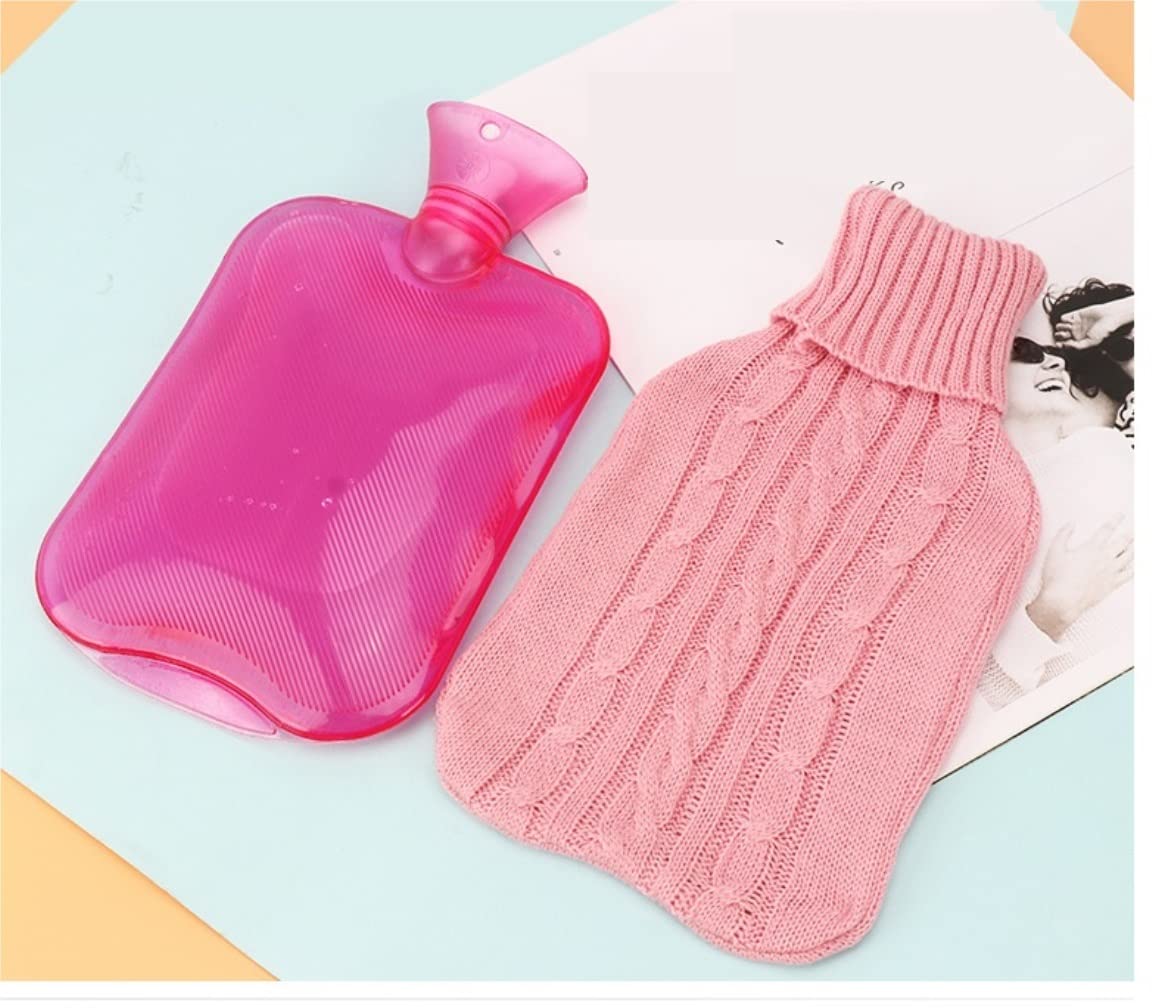 Bolsa Agua Caliente Botella De Agua Caliente con Cubierta Punto Bolsa para Adultos Alivio del Dolor Dolores Cabeza En La Espalda Noches Acogedoras Térmica(A)