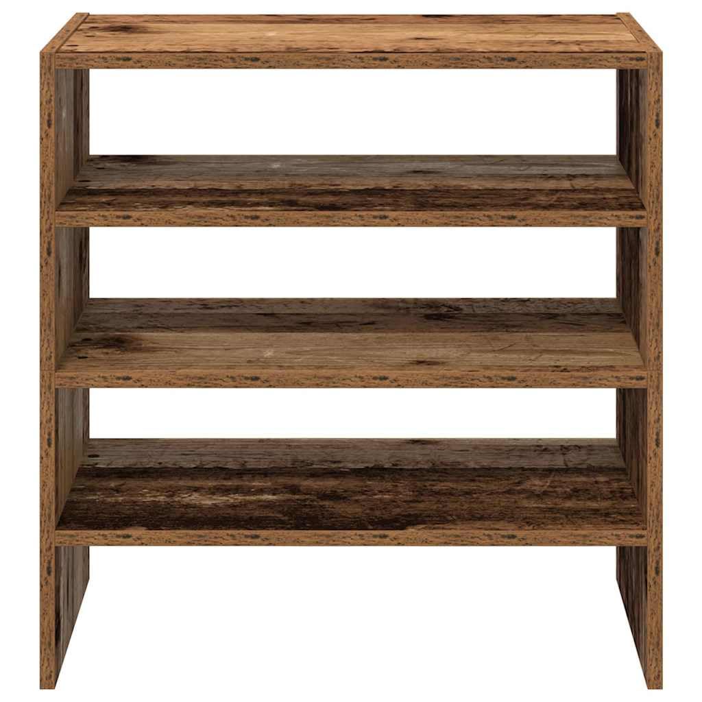 Schuhregale 2 Stück stapelbar Holzwerkstoff Altholz-Optik 60x30x30,5 cm Schuhablage für Flur Diele Eingangsbereich platzsparend Organizer mit Mehreren Fächern für Sneaker Stiefel Hausschuh