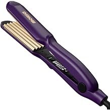 DSHOW Hair Crimper for Women - Crimping Iron with Titanium Ceramic Plates, 5 Adjustable Temps (140C-220C), Volumizing Crimper for 80s Fluffy Hairstyle, Auto Shut-Off, Dual Voltage Styling Tool[Purple]