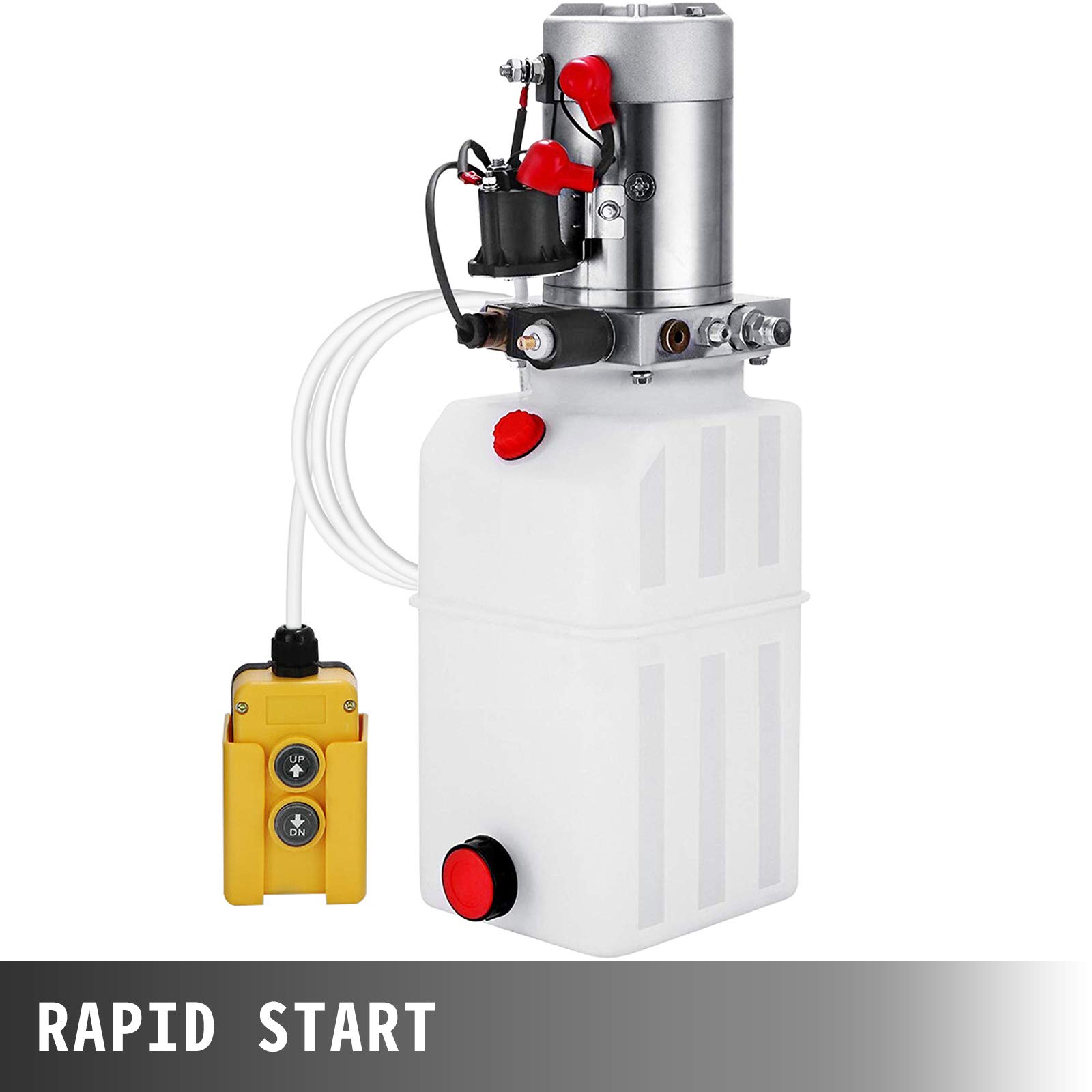 VEVOR Bomba Hidráulica con Simple Efecto 8L para Remolque de Coches Depósito de Plástico Bomba Hidráulica Remolque Tanque 12V Bomba Hidráulica con Efecto Simple para Remolque Volquete