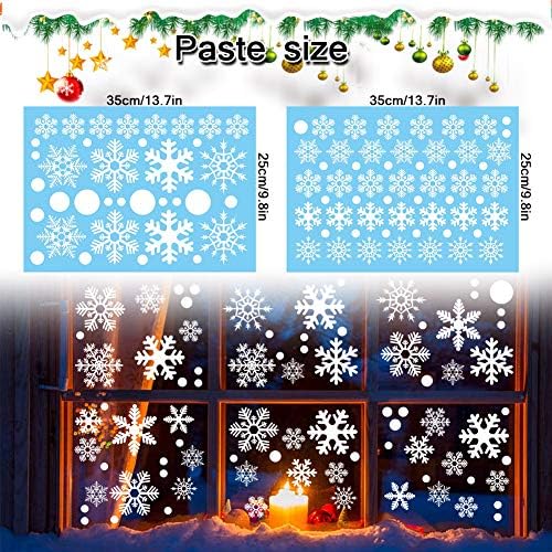 180PCS Christmas White Snowflake Window clings Winter Snowflake Decoration Wonderland Party Supplies Window Decal (180pcs)