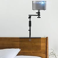 DAWASAPAT Plug-in Bedside Projector Stand: Height Adjustable 9.8-13.8", 360° Rotation, No-Drill Mount for Beds, Sofas & XGIMI, VANKYO Projectors