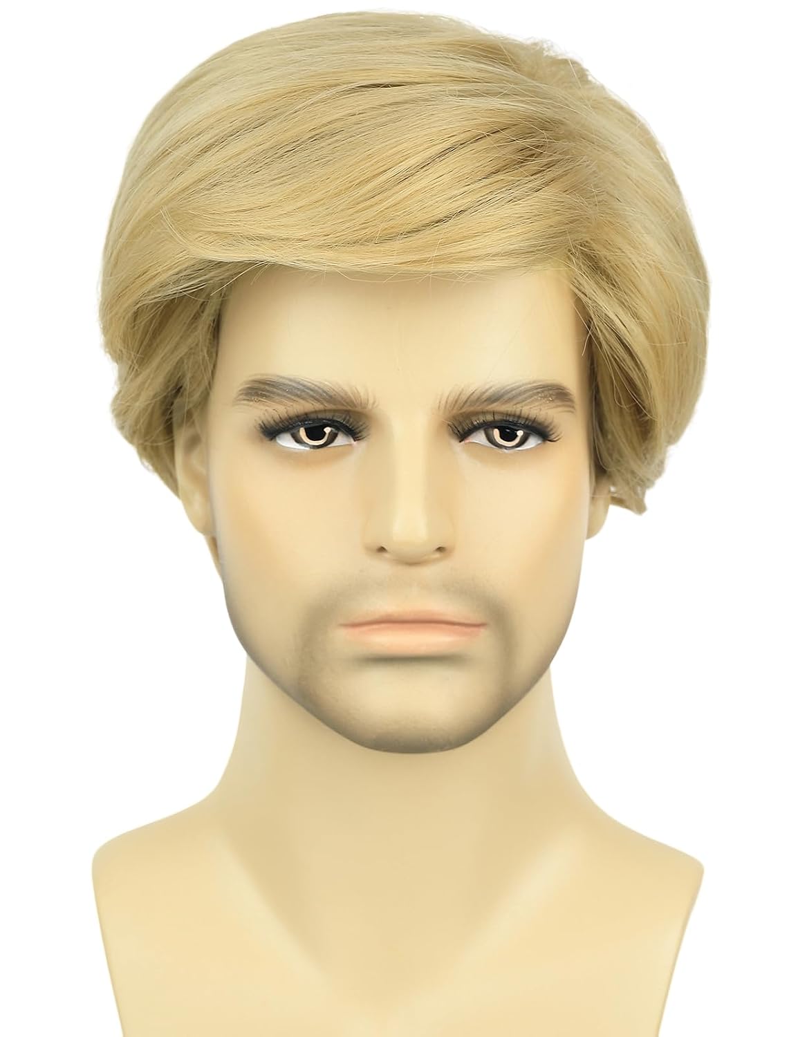 Bettecos Men's Blonde Billionaire Wig for Presidential Costume - Funny Celebrity Wigs with Red Tie and Flag Pin for Halloween Party (Adult)