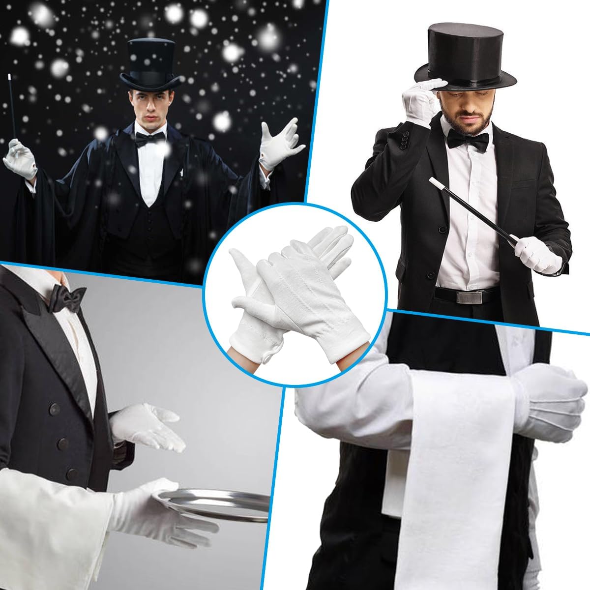 White Cotton Parade Gloves with Snap Cuff, Non-Slip Honor Guard Gloves for Men Women - Image 4