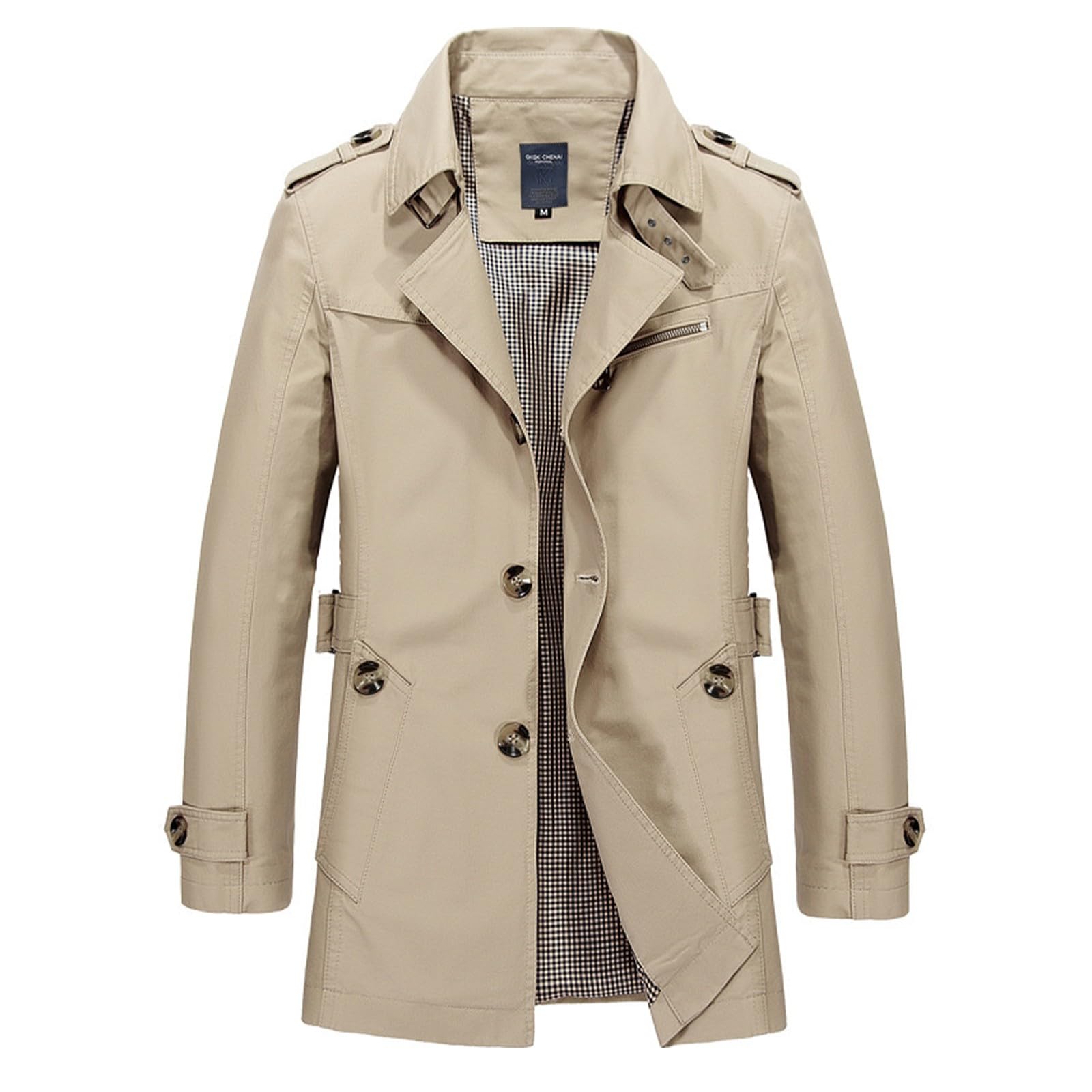 Generisch Gabardina para hombre corta negra - Abrigo para hombre Invierno cálido algodón cortavientos con botones Abrigos de hombre Chaqueta de invierno gruesa Chaqueta de invierno cómoda para el día