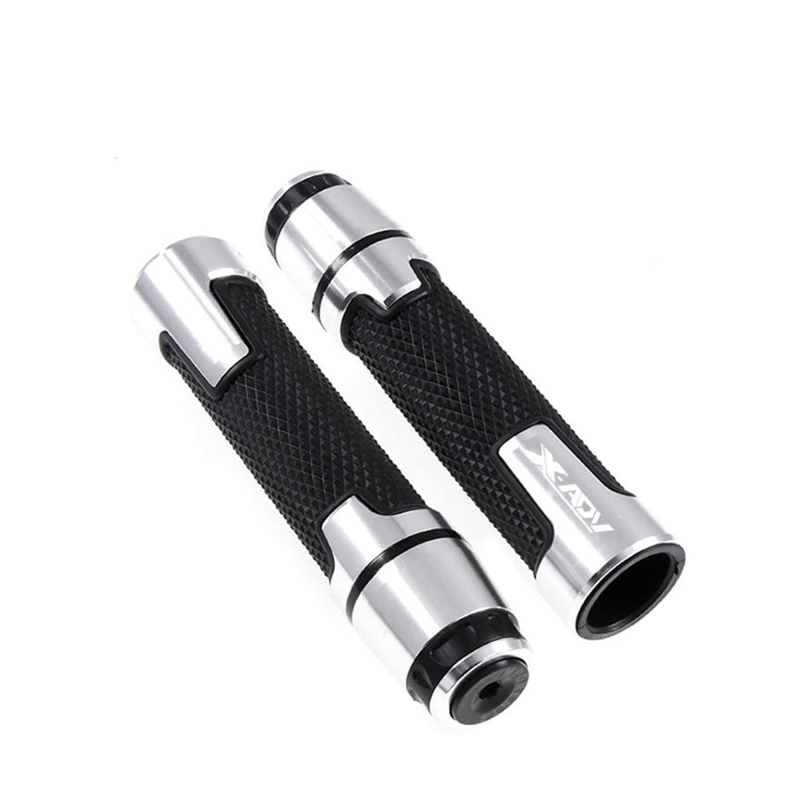 Agarre para XADV750 X-ADV750 XADV 2017 2018 Motocicleta 7/8 "22mm Aluminio Caucho Manillar Puños Extremos Manija Tapas Mano Bar Cubierta del Manillar(Silver)