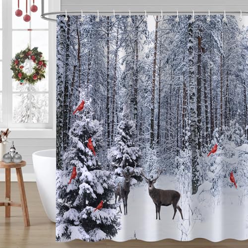 PAOPOED Winter Snow Christmas Shower Curtain 72x72 inches