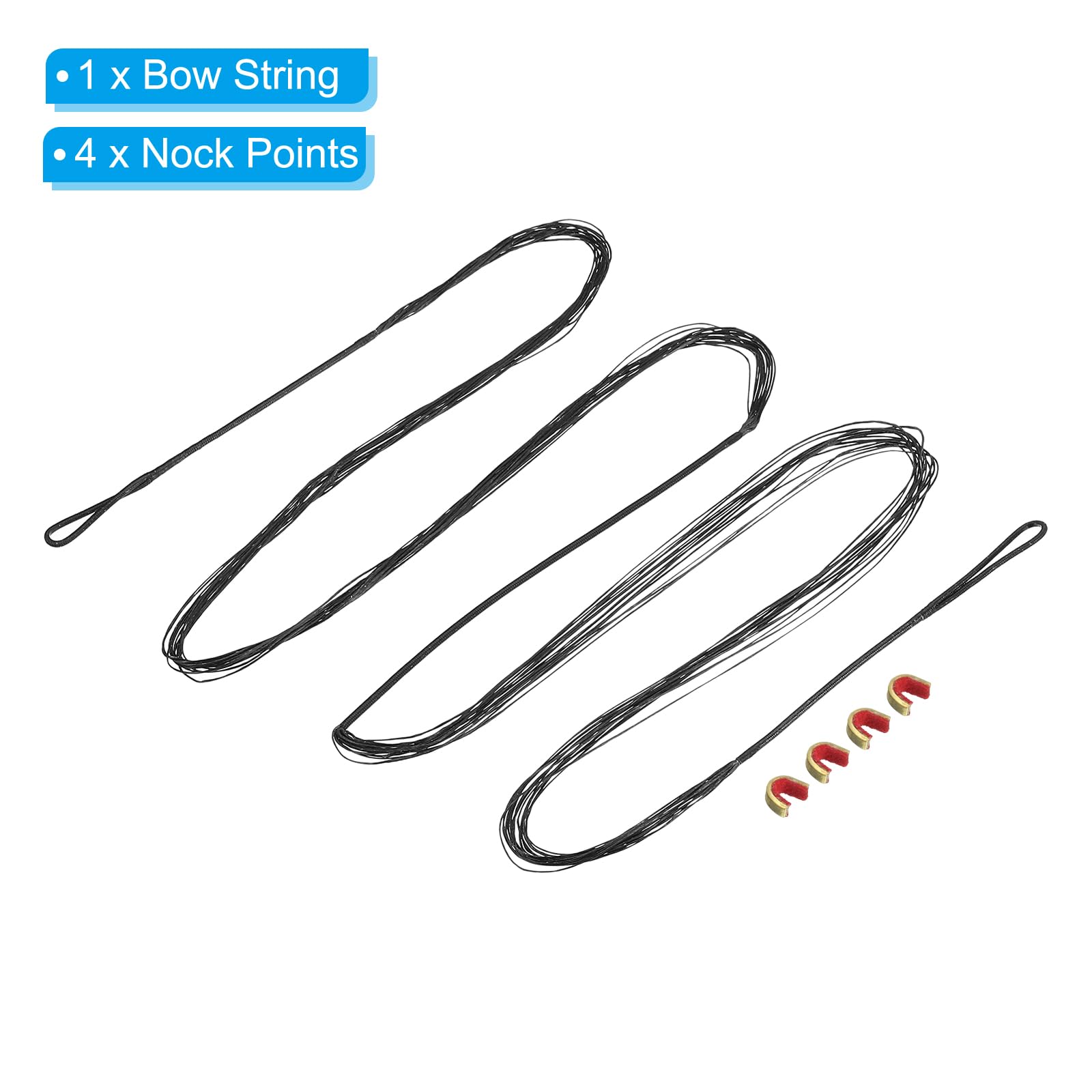 PATIKIL Bow String Replacement with 4 Nock Points for AMO 68", 14 Strands Traditional Long Bow Recurve Bowstring, Black - Image 3