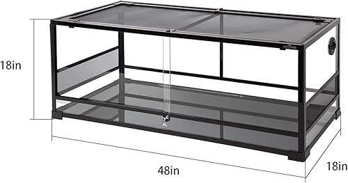 Miniatura 7 de REPTI ZOO Puerta corredera de cristal con ventilación para reptiles de 67 galones, gran terrario, con apertura frontal, para reptiles, terrario