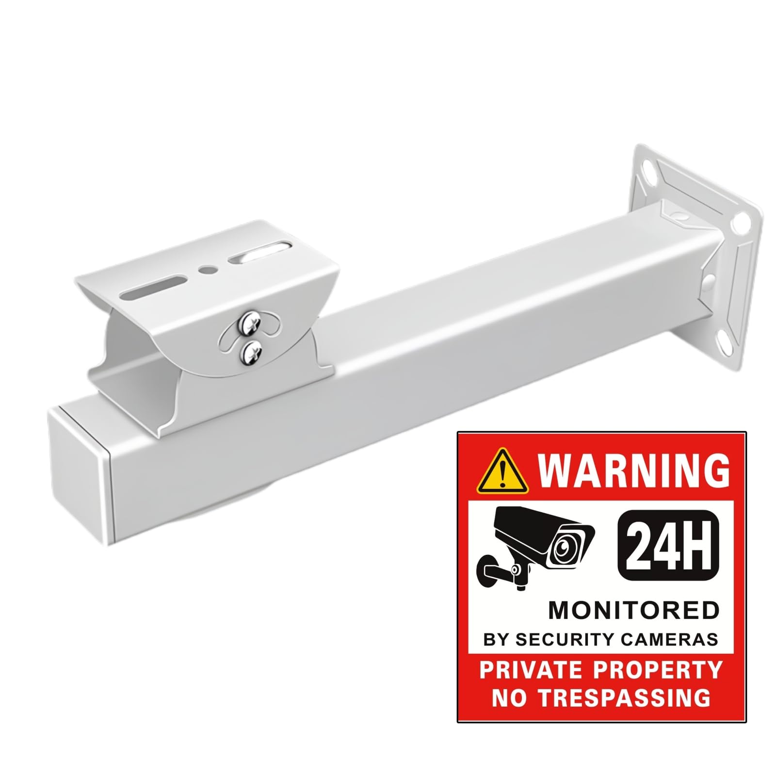 SamIdea Surveillance Security Camera Mount Bracket, CCTV Wall Mounting Bracket for IP Camera Bracket, Indoor Outdoor Wall Ceiling Mount Holder Monitor Bracket (Steel Mount with Warning Sticker)