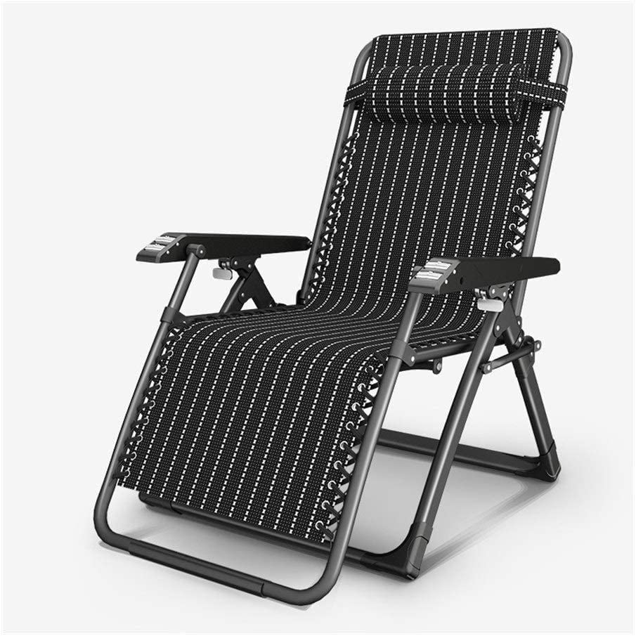 CHCHC Sillas de jardín de metal, ajuste de 160 °, tumbona de carga estática, tumbona plegable, sillones reclinables de tela sintética transpirable Tumbonas(Black bar)