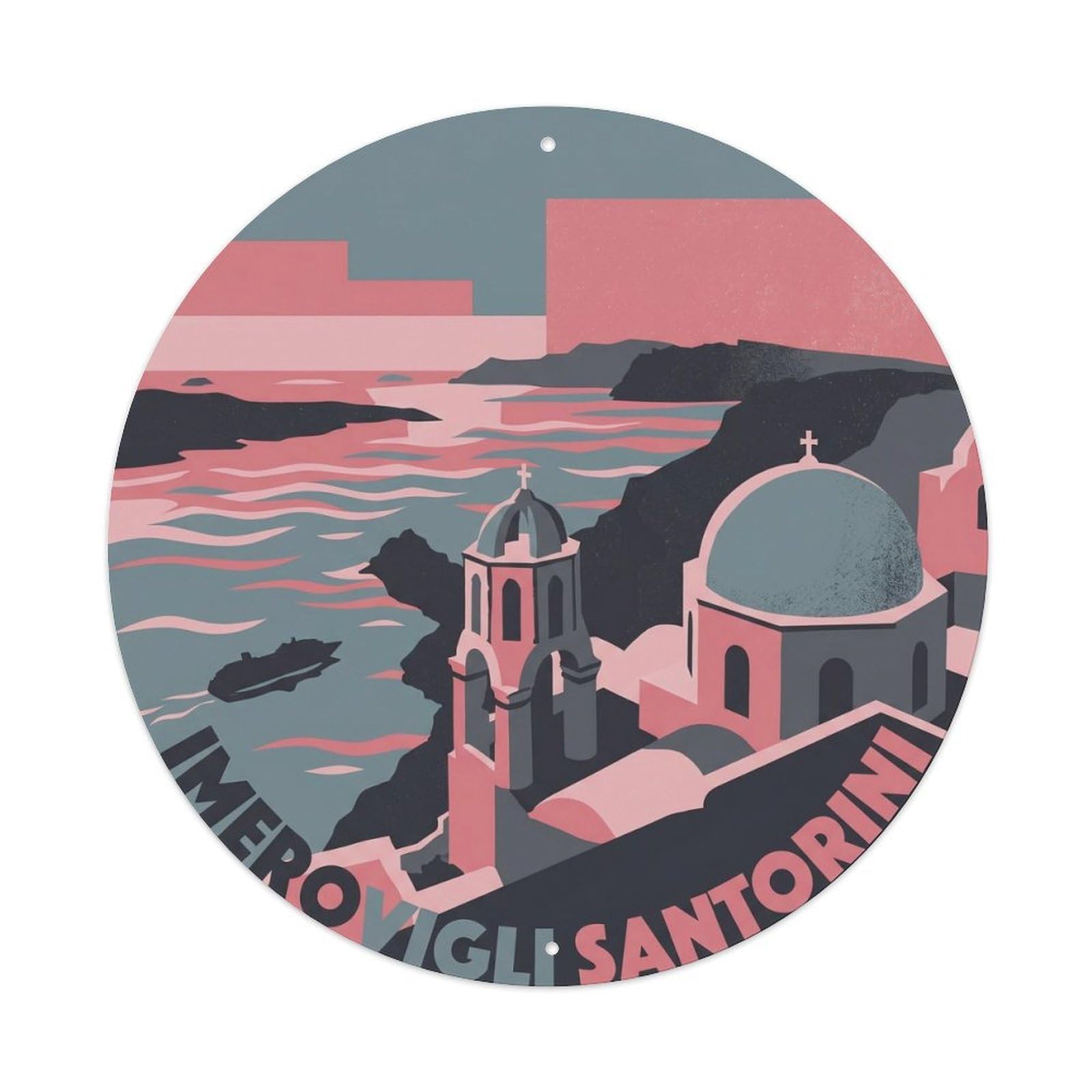 Orthodox Church Imerovigli Santorini Greece Caldera Metal Tin Sign