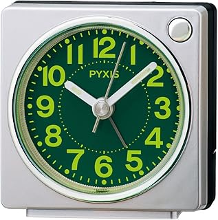 セイコークロック(Seiko Clock) 目覚まし時計 置き時計 アナログ 集光樹脂文字板 銀色メタリック 65×64×38mm PYXIS ピクシス NR450S