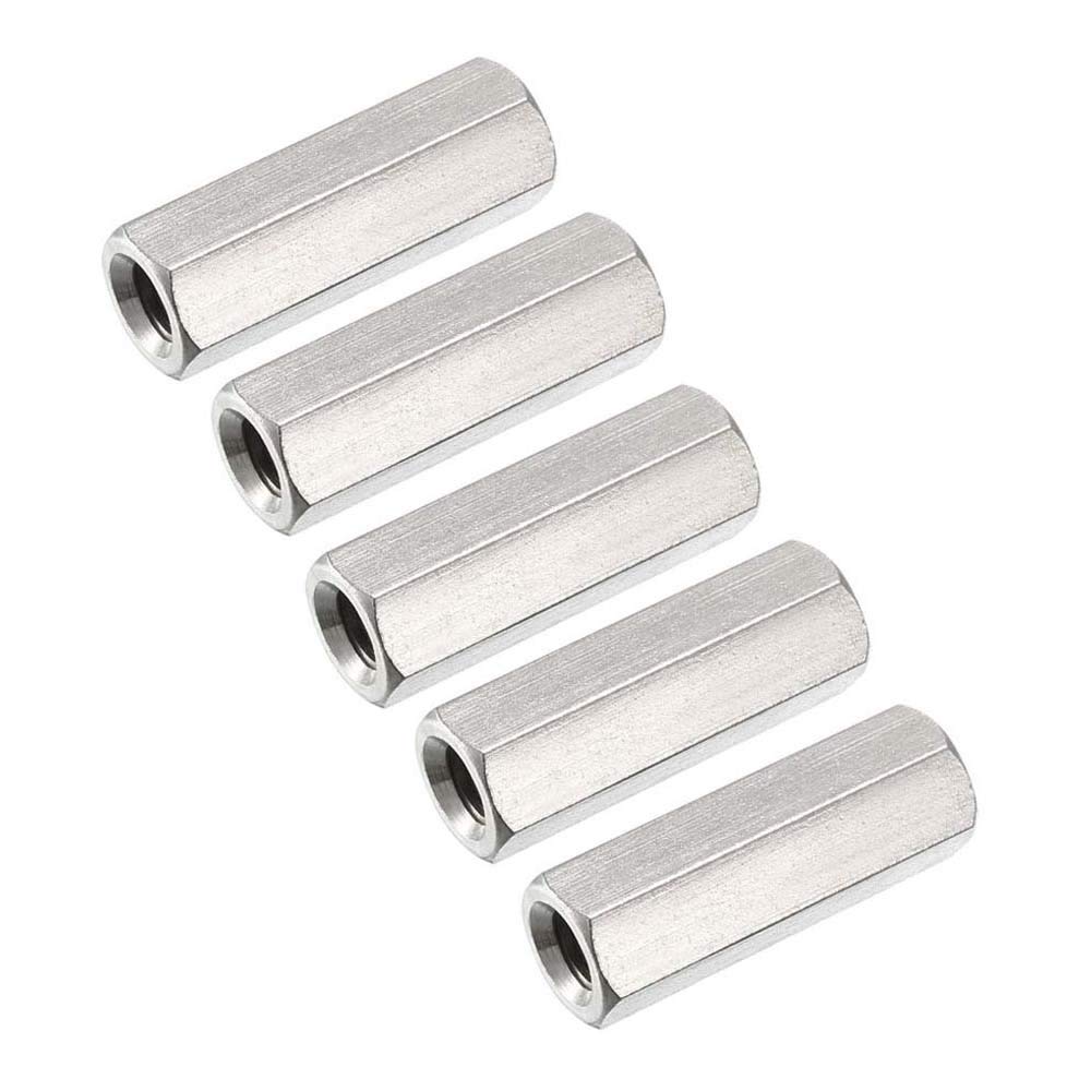 F-ber 5PCS M6 X 1-Pitch 30mm Length 304 Stainless Steel Metric Hex Coupling Nut (M6 L30mm x W10mm)