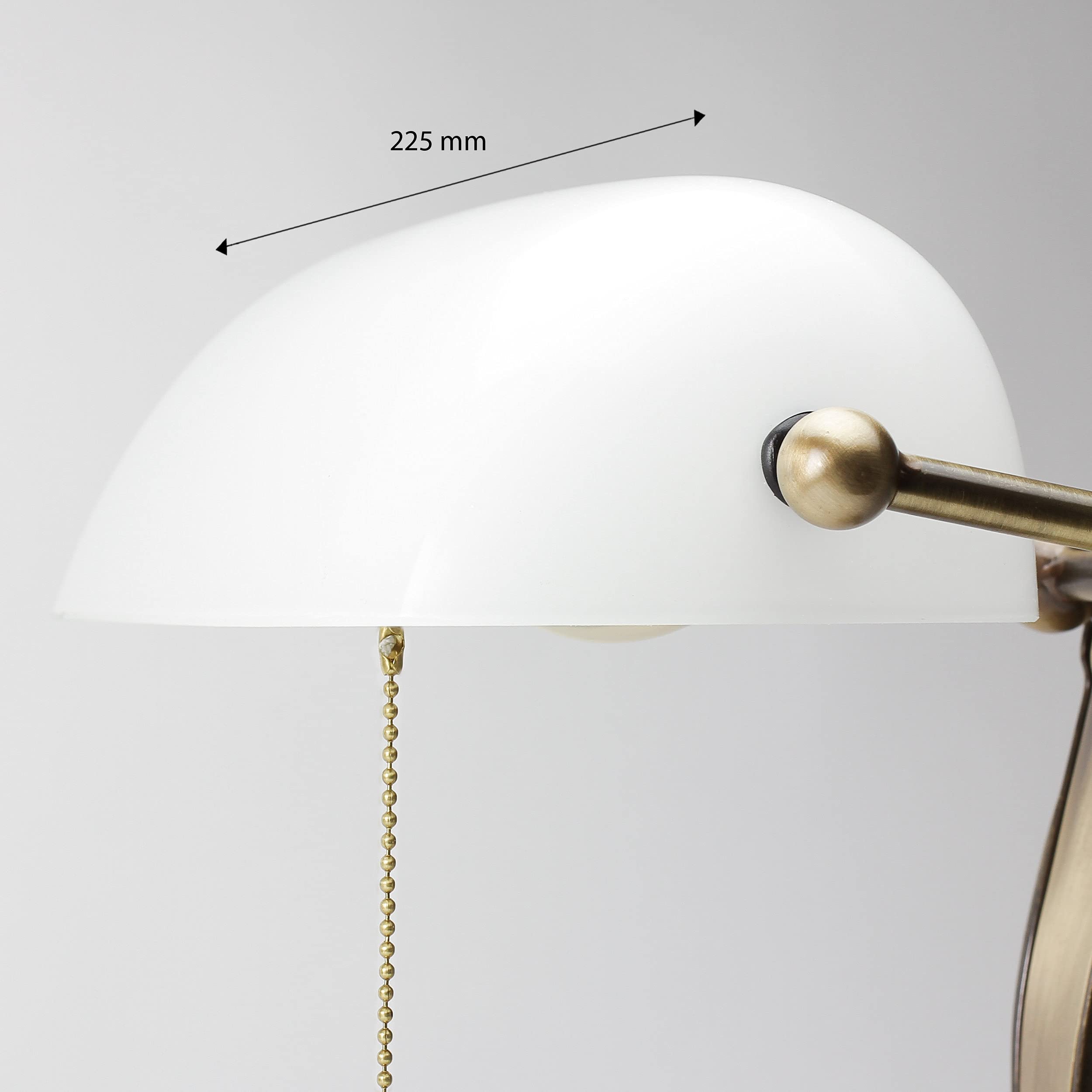 Lampada da banchiere premium vero ottone vetro in bronzo bianco lucido studio ufficio 35 cm E27 interruttore a tirante Lampada da tavolo Art Nouveau