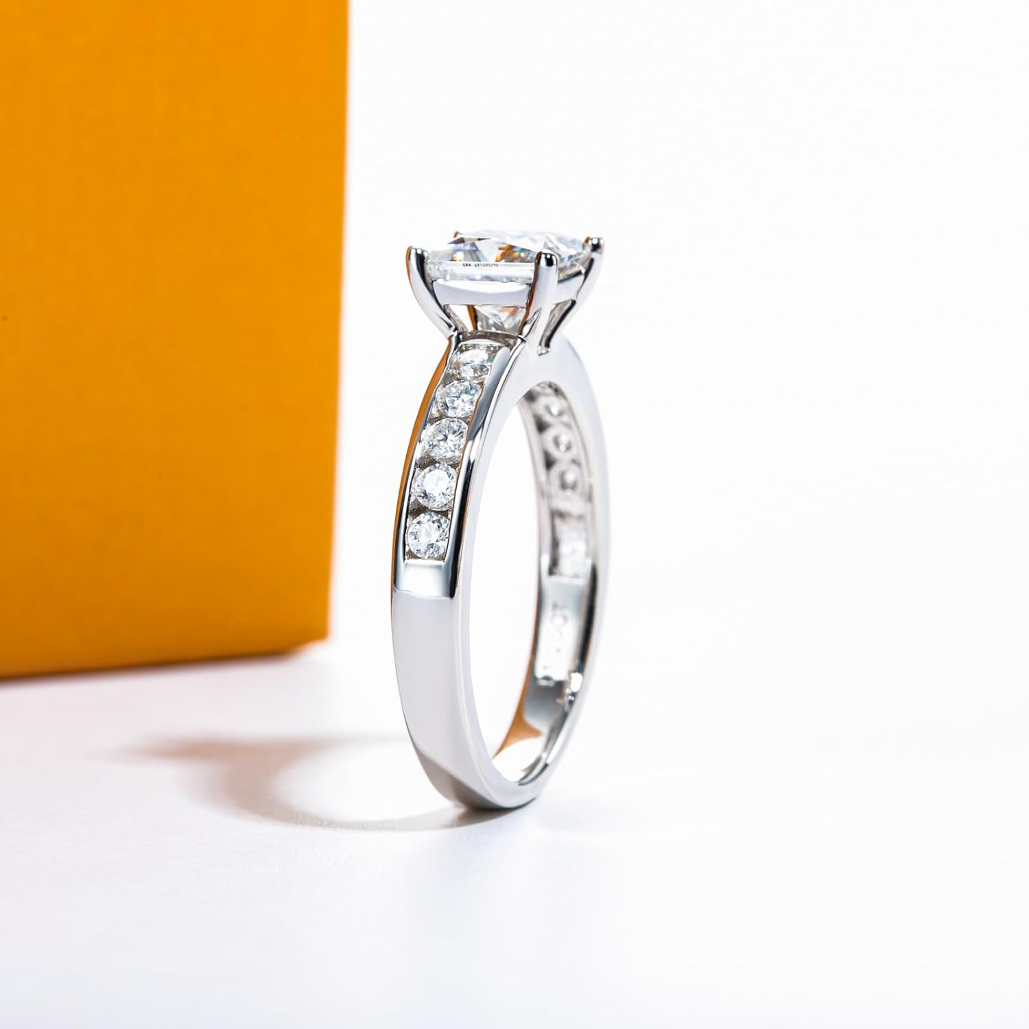 Moissanite Engagement Rings 1.27cttw D Color VVS1 Clarity Round Brilliant Cut Channel Set S925 Sterling Silver 6 Prong Solitaire Promise Wedding Rings for Women with Certificate - Image 5