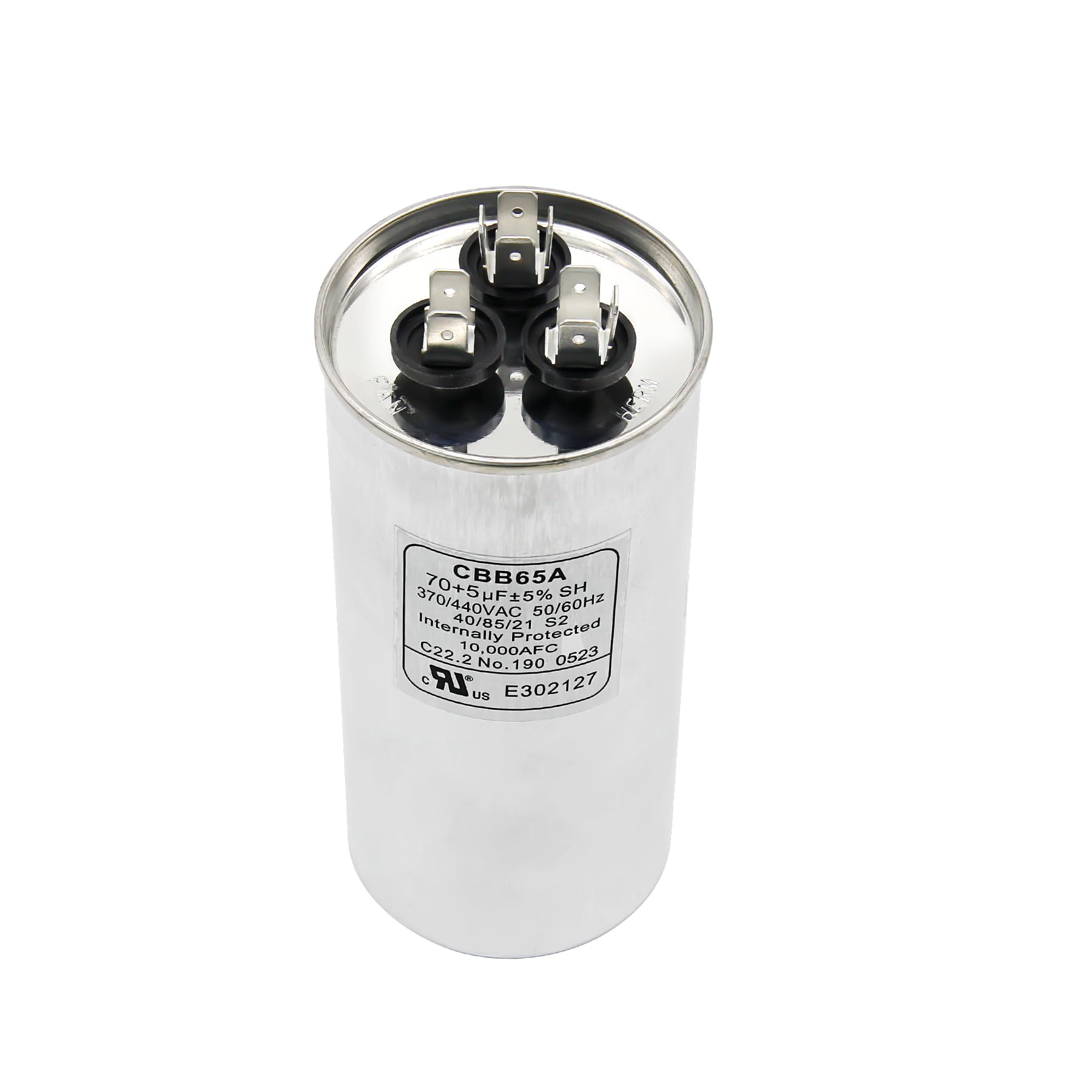 70+5uF 70/5MFD ±6% 370V/440V CBB65 Dual Run Circular Round Start Capacitor for Fan Starting, AC Motor Run, Condenser Straight Cool or Heat Pump