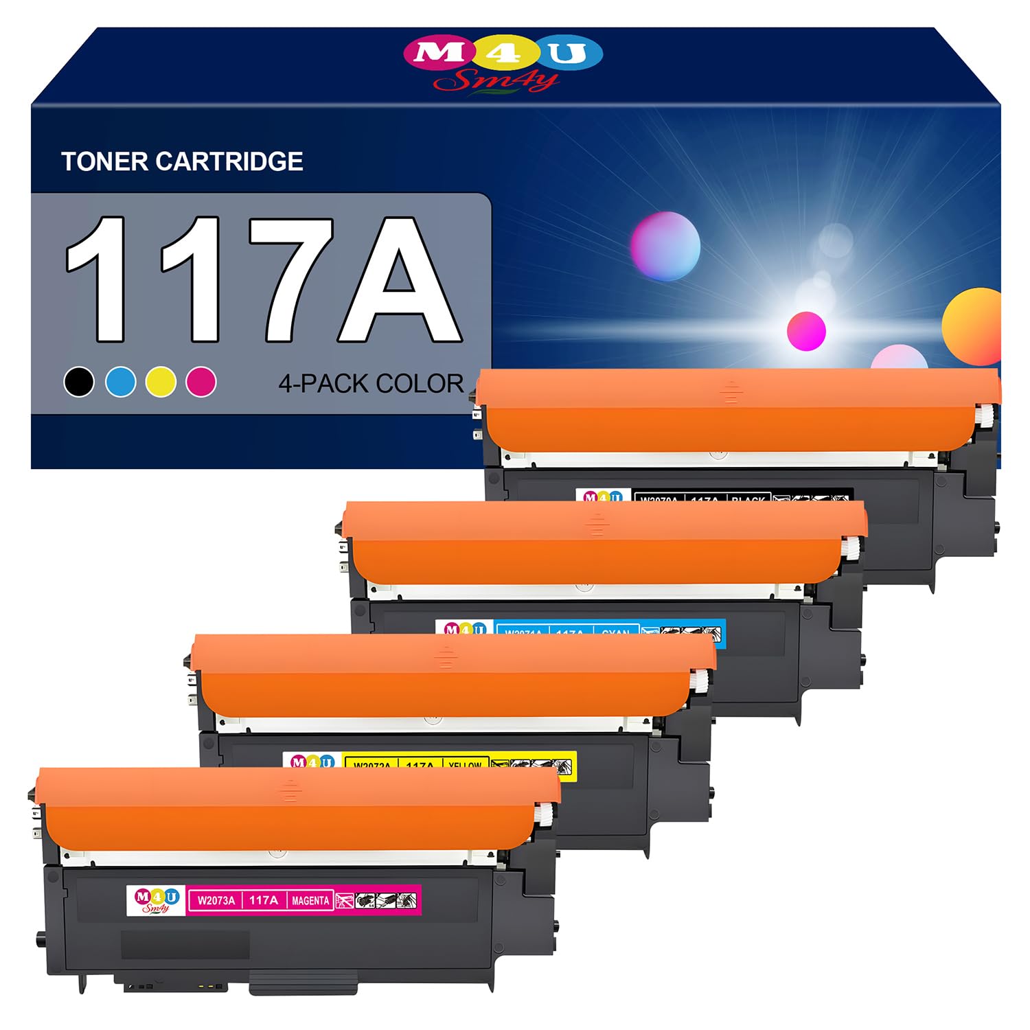 117A Cartuchos de Toner 4 Pack(con Chip) Compatible para 117A W2070A Color Laser MFP 178nw 178nwg MFP 179fnw 179fwg 150nw 150a(Negro Cian Amarillo Magenta) | Para MFP 178nw 178nwg MFP 179fnw 179fwg 150nw 150a (negro, cian, amarillo, magenta)