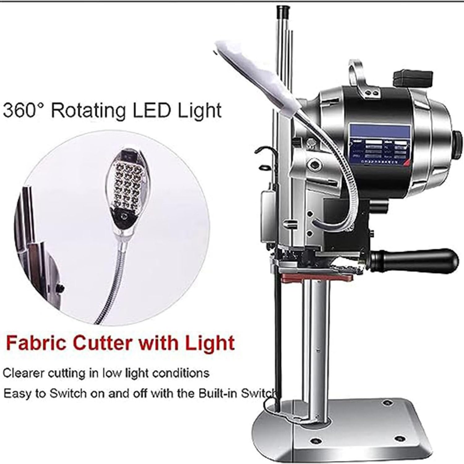 Máquina cortadora de tela, cortadora de tela eléctrica vertical con cuchilla recta, máquina cortadora de tela industrial con afilado automático de cuchillas,8in