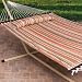 2 Person Free Standing Hammock, 13 Ft. Sienna Stripe Quilted Hammock with Steel Stand & Pillow