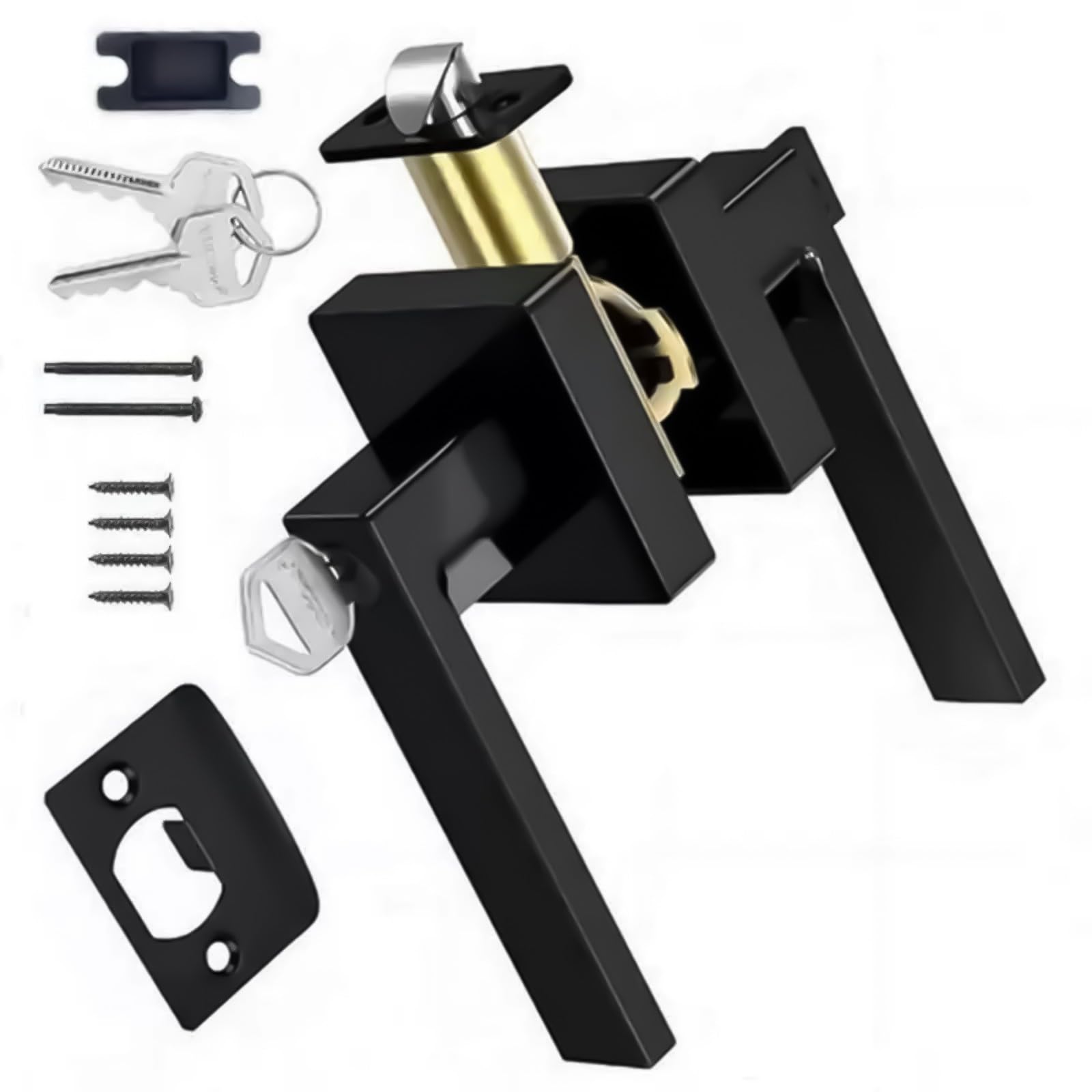 Jazuaiao B Indoor Door Handle With Privacy Aluminum Alloy Matte Finish, Athroom Edroom Corrosion-Resistant Hardware Resistant Door Handle