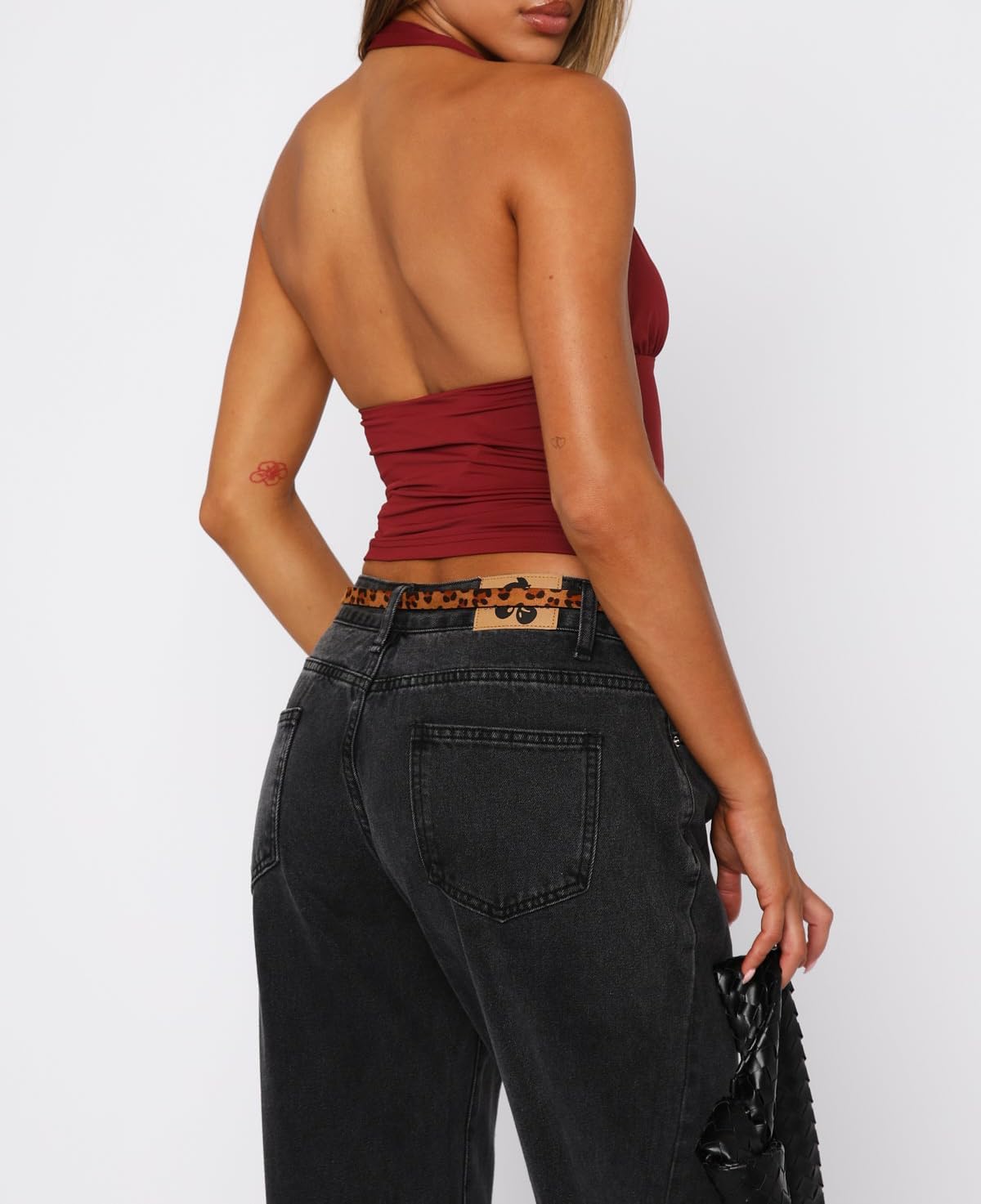 ForeFair Women Sexy Halter Deep V Neck Backless Crop Tank Top Open Back Sleeveless Slim Fit Y2k Summer Tops - Image 3