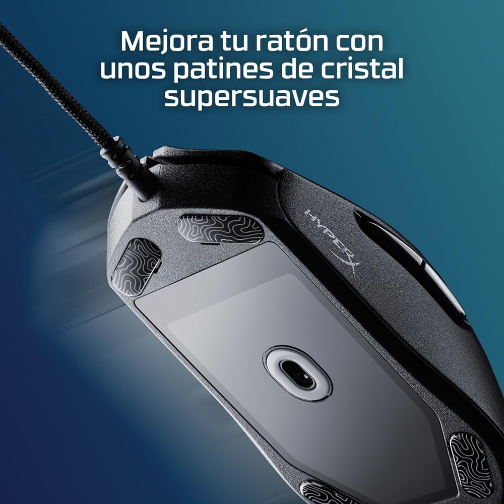 HyperX Pulsefire Haste 2 Pro - Ratón Gaming inalámbrico, RGB, Ultra-Ligero 61g, 4K, batería 90h, 6 Botones ópticos + Skates de Vidrio