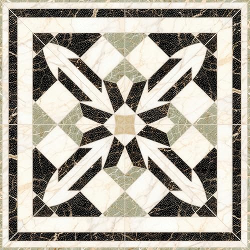 Carreaux de sol vinyle amovibles marbre vintage noir vert HOMETITUTE 30,5 cm lot 10 pcs