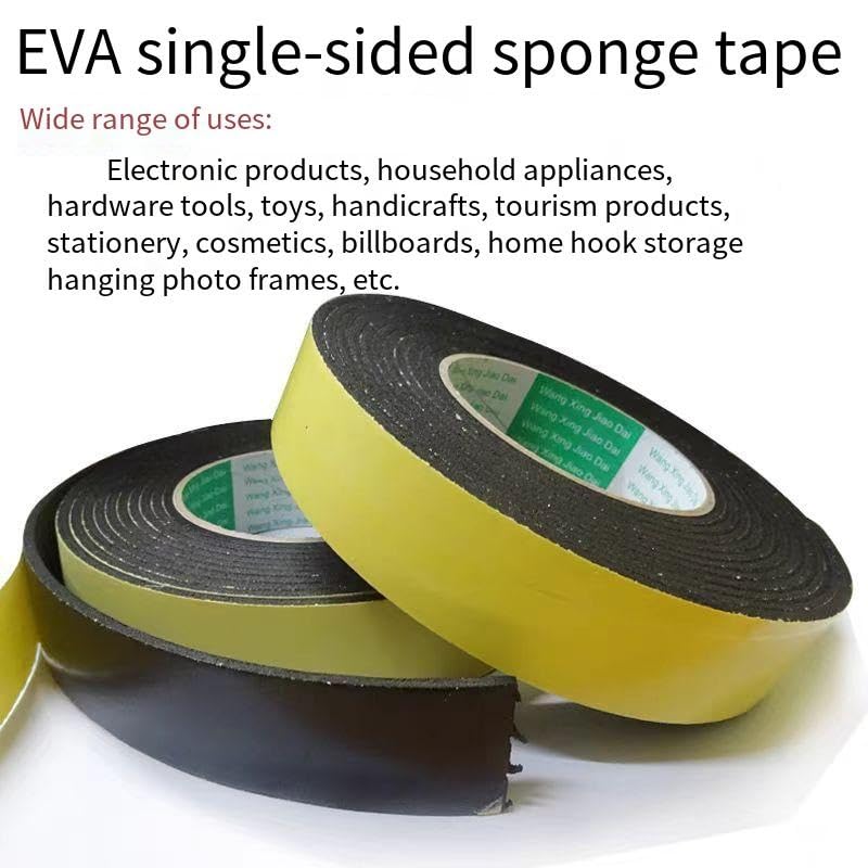 1pc 5M/10M Strong Adhesion EVA Black Sponge Foam Rubber Tape - Anti-Collision Seal Strip for Doors and Windows(40mmx3mmx5m)
