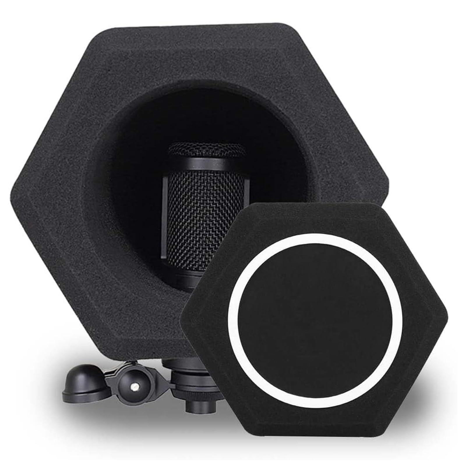 Professional Microphone Isolation Ball Shield - Offers excellent noise reduction, equipped with a pop filter and high-density sound-absorbing foam - Studio-quality recording, black