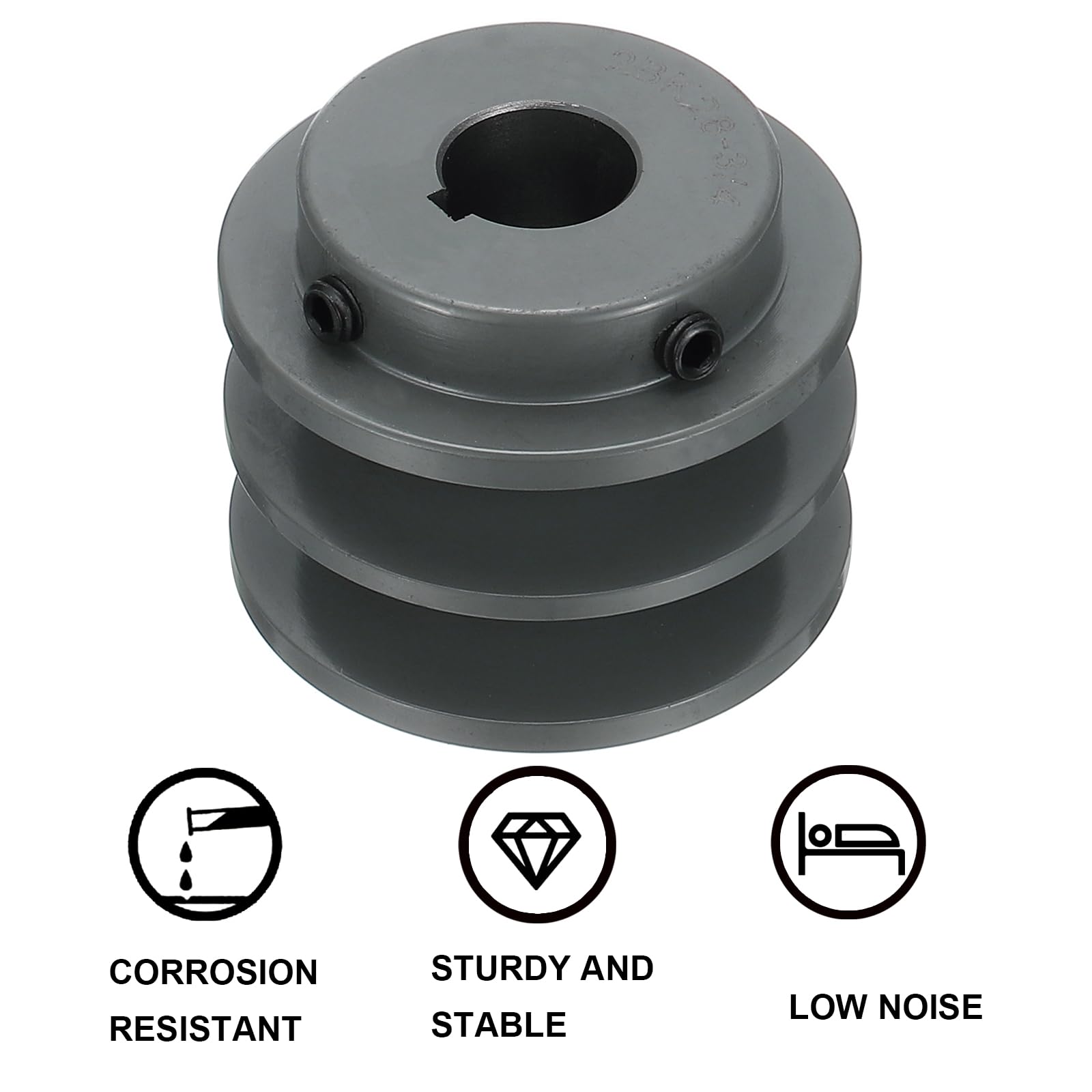 QUARKZMAN 2BK28-3/4 Puleggia A V 3/4" Foro 2.95" Diametro Esterno Doppia Scanalatura Puleggia Con Raggi Forata Su Misura Ghisa Sezione Cinghia Per 3L O B Cinghia