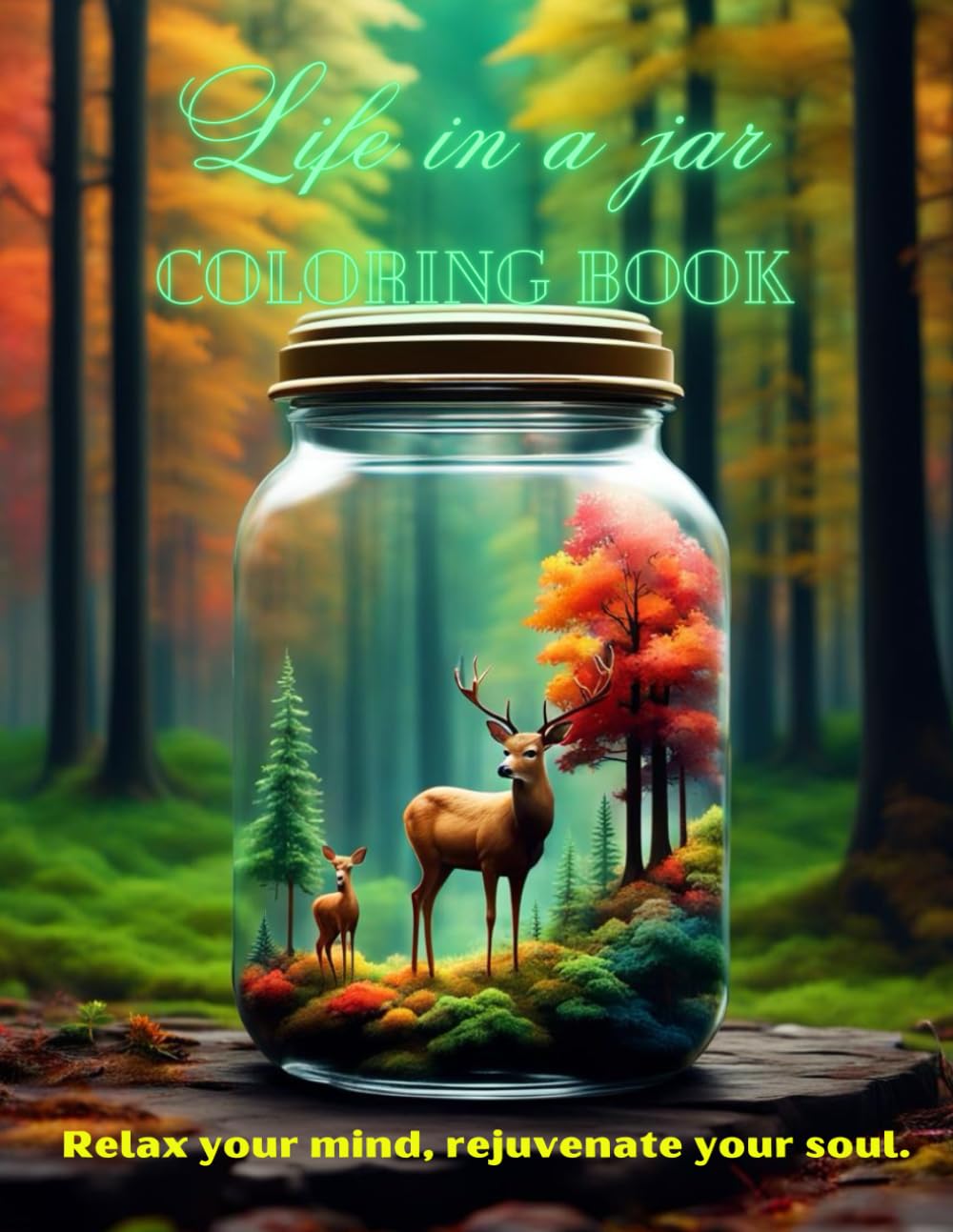 Life in a jar coloring book for teens and adults.: Magical designs of forest animals, sea animals, exotic animals and much more to help you relieve stress and relax.