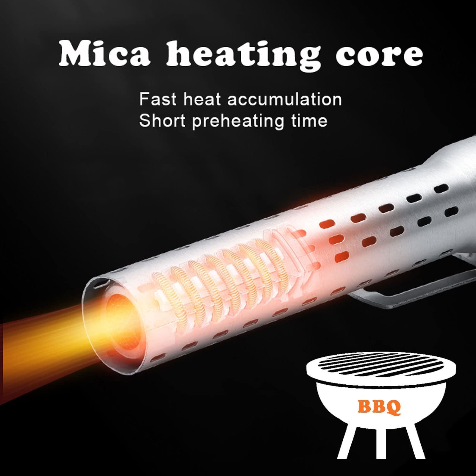 Grillanzünder Elektrisch, Anzünder ​für Holzkohle mit Verbrühschutz Bügel, Multifunktions Looftlighter für Kamin Lagerfeuer Feuerstellen, 2000W/650°C, Physikalische Heizmethode (Color:Silver)