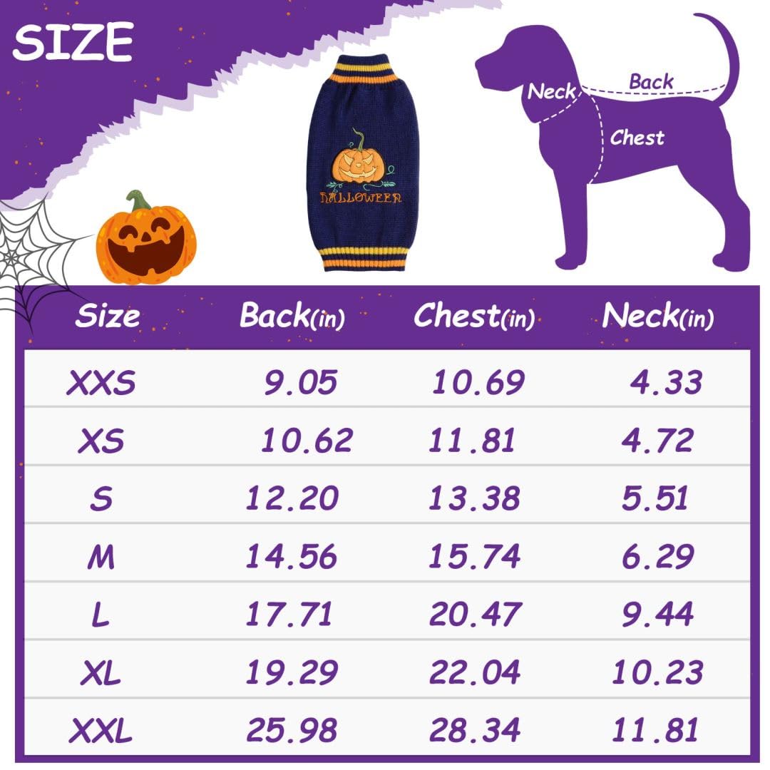 Maglioncino Halloween per Cane e Gatto - Costume Zucca Caldi Vestito - Maglione Taglia per Piccola Media Grande Cani - Blu XS
