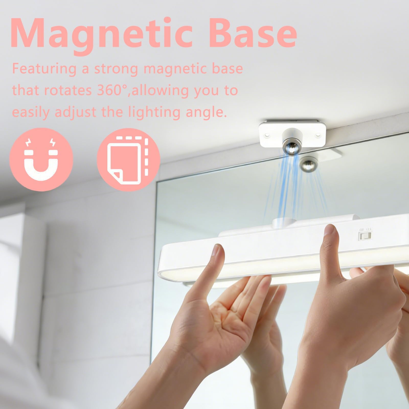 Sin Cable Luces Tocador con 4000mAh, Led Luz Maquillaje Lamparas, 360° Giratorio, Luz LED Adhesiva USB Recargable Magnetica Inalambrica, Luces sin Cables para Baño, Espejo, Interior
